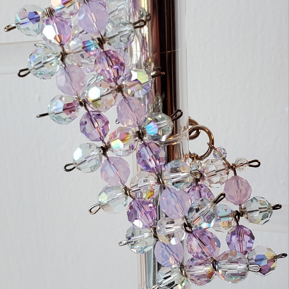 Clear and Pink Crystal Faceted Bead Bracelet